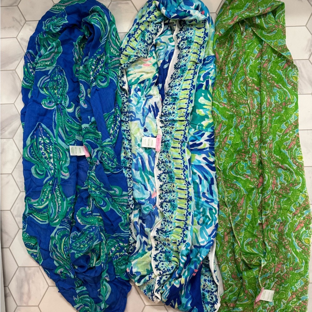 Lilly Pulitzer Green and Blue Scarf set